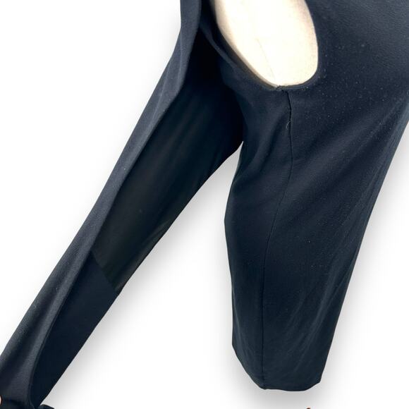 Ann Taylor Black Sheath Dress Tie Waist Midi Size 10 Minimalist Quiet Luxury - Picture 10 of 11